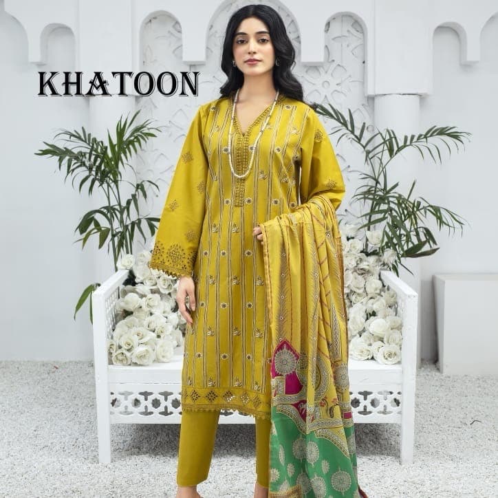 Embroidered 3pc with lawn dupatta